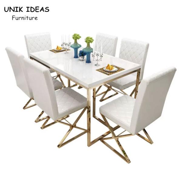 Cheap Rectangular Shape Dining Room Table And Chair Set Tempered Glass Beauty Type for sale