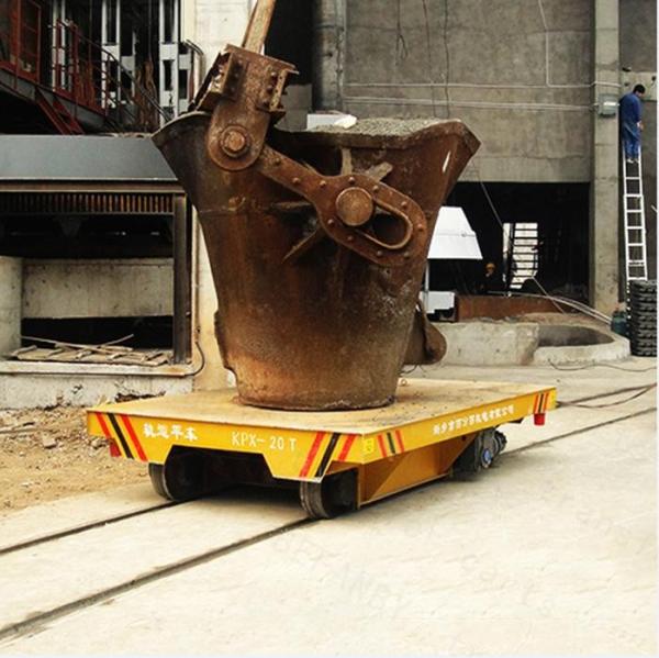 Cheap High Temperature Motorized Trolley Carts , Arc Shape Rails Scrap Transfer Car for sale