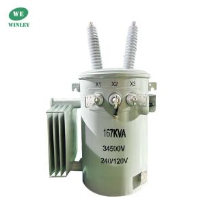 167Kva Single Phase Pole Mounted Transformer Oil Immersed 34.5KV To 240V ANSI IEEE Standards Power Distribution Transformer