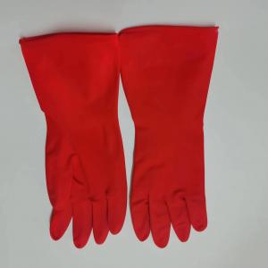 China Thickening Latex Red Gloves Oil Resistance Unflocked Lining Latex Free Dishwashing Gloves on sale