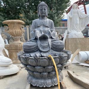 China BLVE Bluestone Buddha Statue Water Fountain Marble Shakyamuni Buddha Sculpture on a lotus on sale