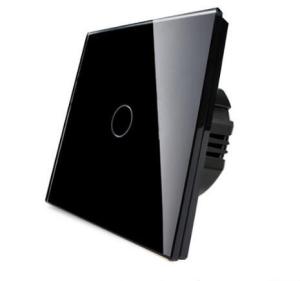 EU standard 1 gang black tempered glass panel capacitive touch sensor switch