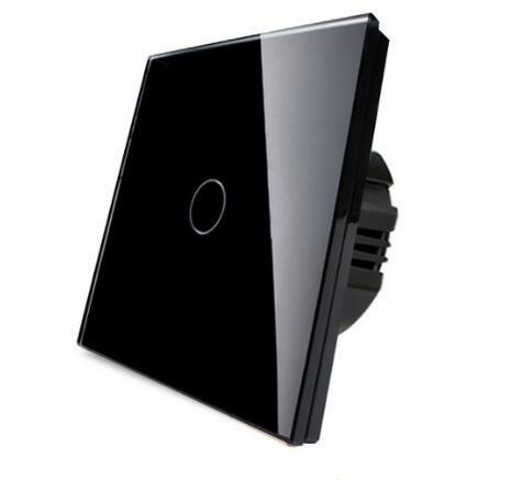 Cheap EU standard 1 gang black tempered glass panel capacitive touch sensor switch for sale