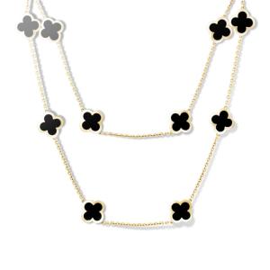 Best Van Cleef &amp; Arpels Alhambra long necklace 14 motifs Yellow gold Onyx VCARB13700 wholesale