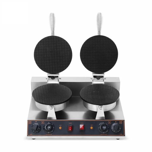 Cheap Round Shape Non-stick Waffle Cone Maker 2023 Type Double Head Ice-cream Cone Machine for sale