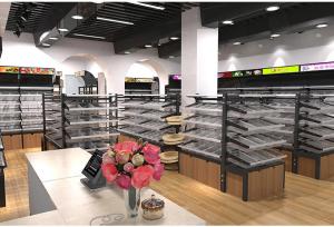 China Elegant Convenience Store Fixtures / Snack Display Rack With Strong Metal Frame on sale