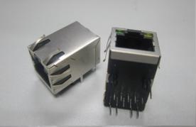 Cheap 10/100/1000Base-T/TX RJ45 Shielded Connector Jack With Single Port / LEDS for sale