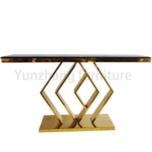 China Marble Countertop Living Room Console Table Diamond Shaped Unique Stainless Steel Base on sale