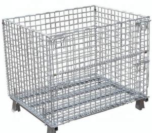 China Industrial Stackable Wire Mesh Storage Baskets Metal Large Foldable on sale