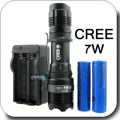 Cheap 7 Watt 400 Lumens Powerful Waterproofing Cree Led Zoomable Flashlight Torch Nightlight for sale