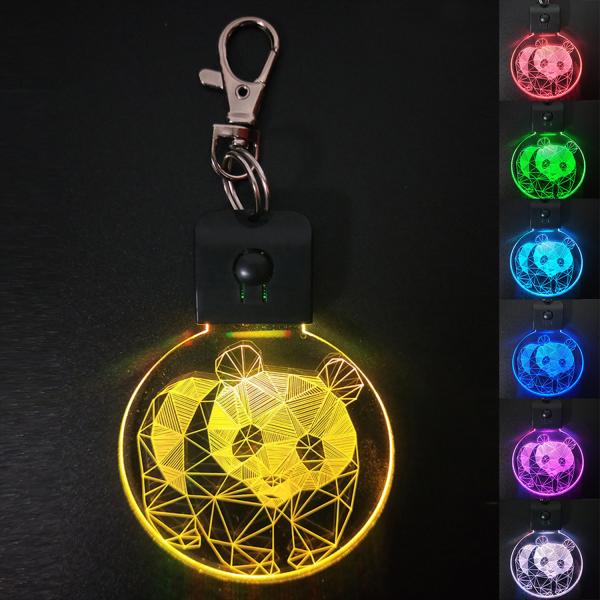 Cheap Customized Shape Acrylic RGB Lamp 7 Colors Glitter Clear Acrylic Keychain Diy logo 3D LED Mini Light Up Keyholder For Gift for sale