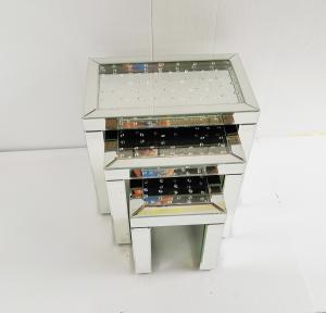 Sparkly Set of 3 Mirrored Floating crystal Nesting Table 3 pieces