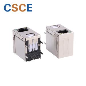 China Stacked Over RJ45 To USB Connector Shielded USB B Type Integrated Magnetic 100Mb on sale