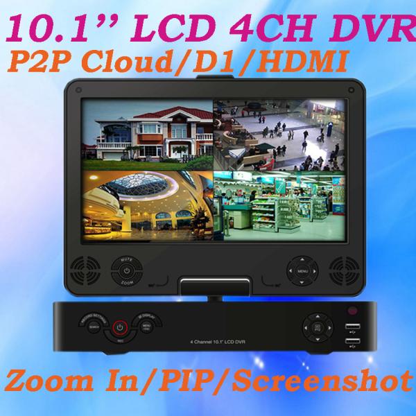 Cheap 4CH D1 960H 10.1'' LCD All in one CCTV DVR Support PIP internet Mobile Phone surveillance DVR Recorder for sale